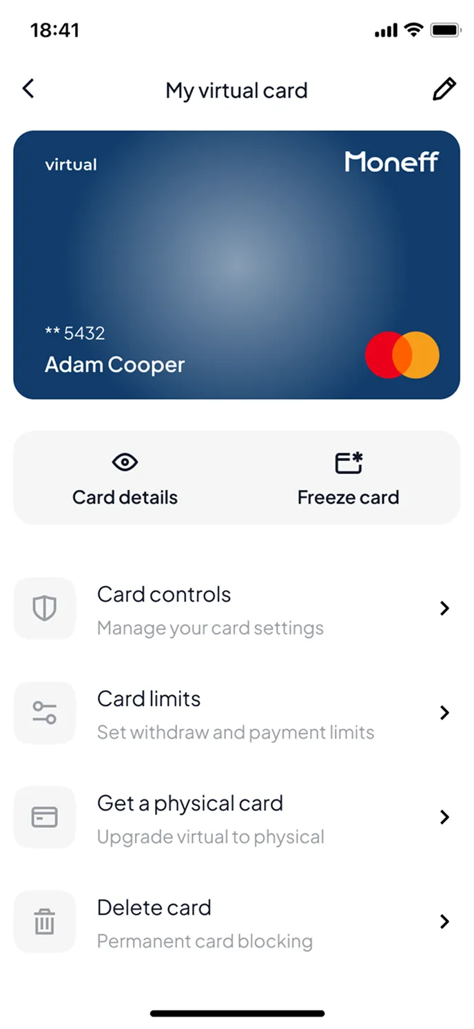 iPhone app screen
