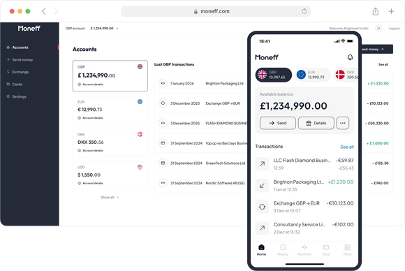 Moneff web application interface